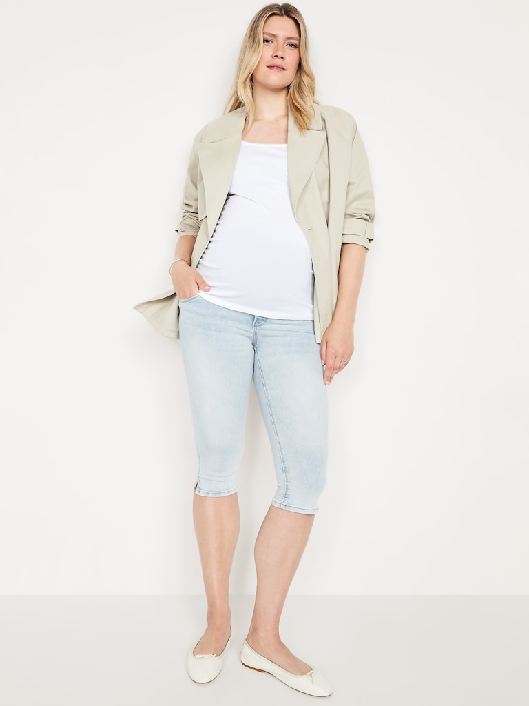 Maternity Rollover-Panel Rockstar Slim Capri Jeans