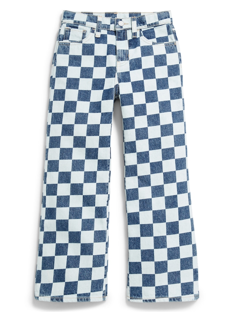 Printed Baggy Wide-Leg Jeans for Girls