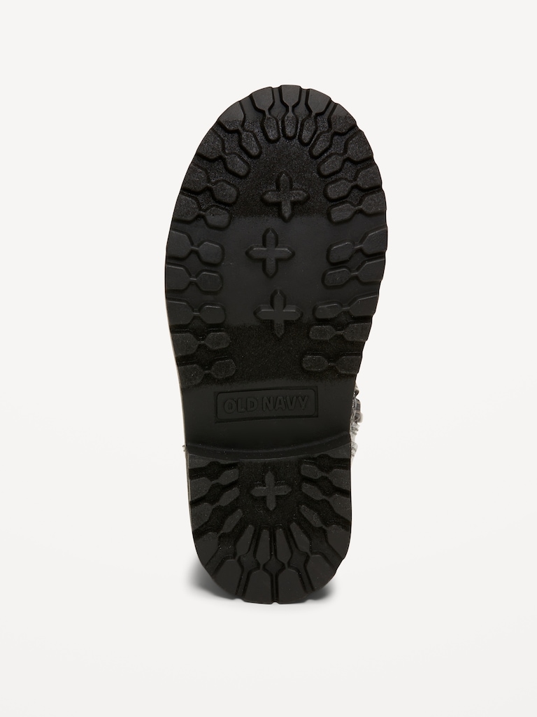 Glitter Side-Zip Combat Boots for Toddler Girls