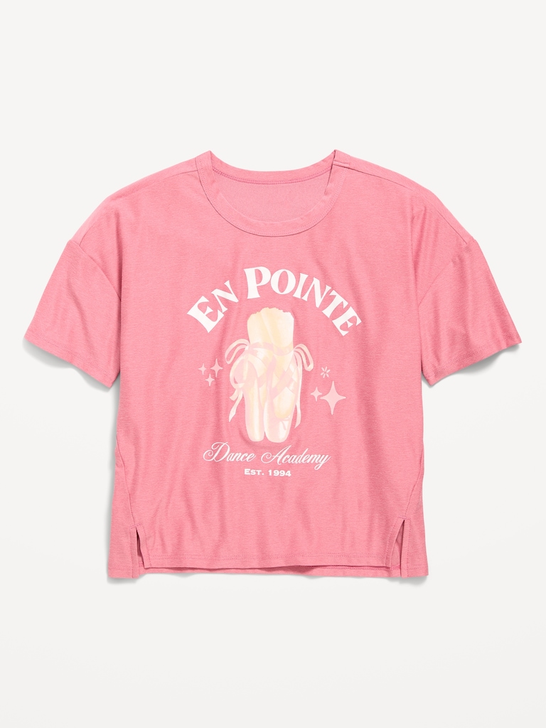 CloudMotion Cropped Graphic Performance T-Shirt for Girls