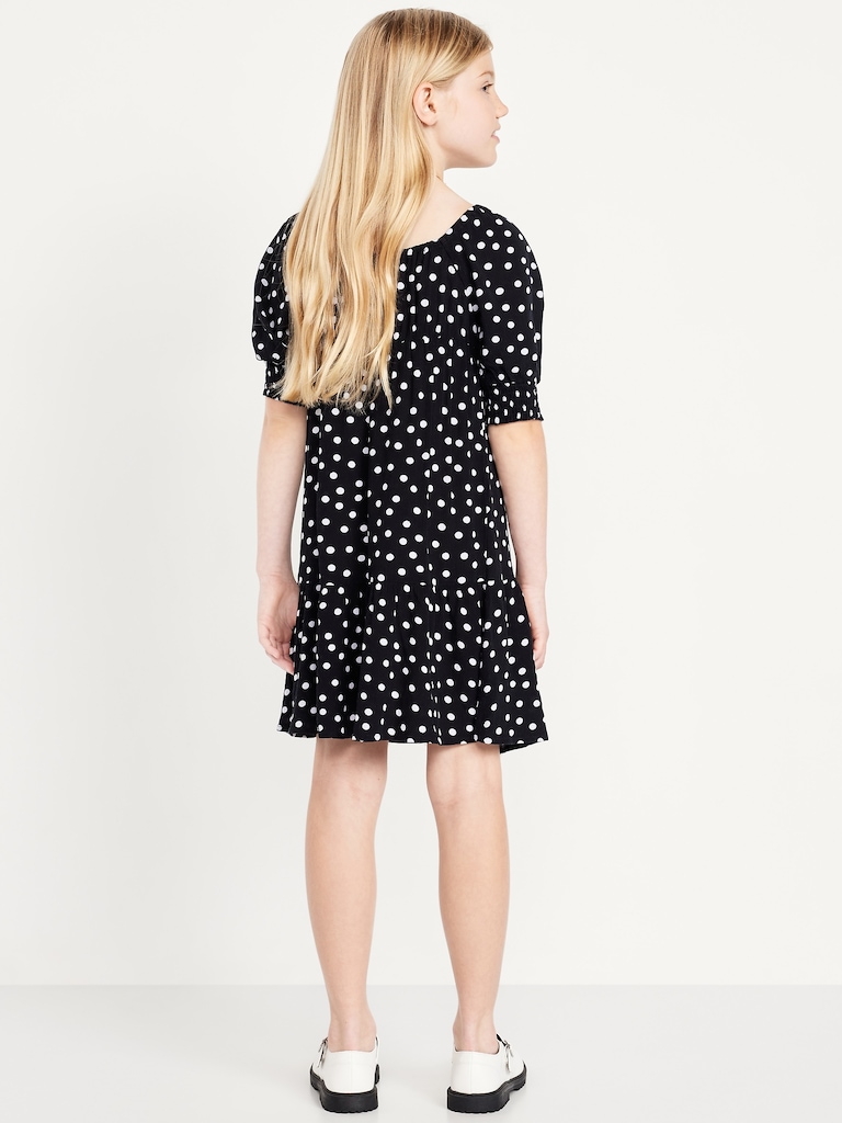 Short-Sleeve Crinkle Crepe Swing Dress for Girls