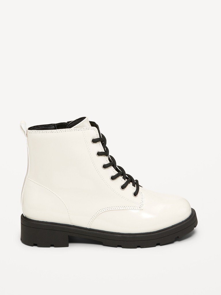 Faux-Leather Side-Zip Combat Boots for Girls