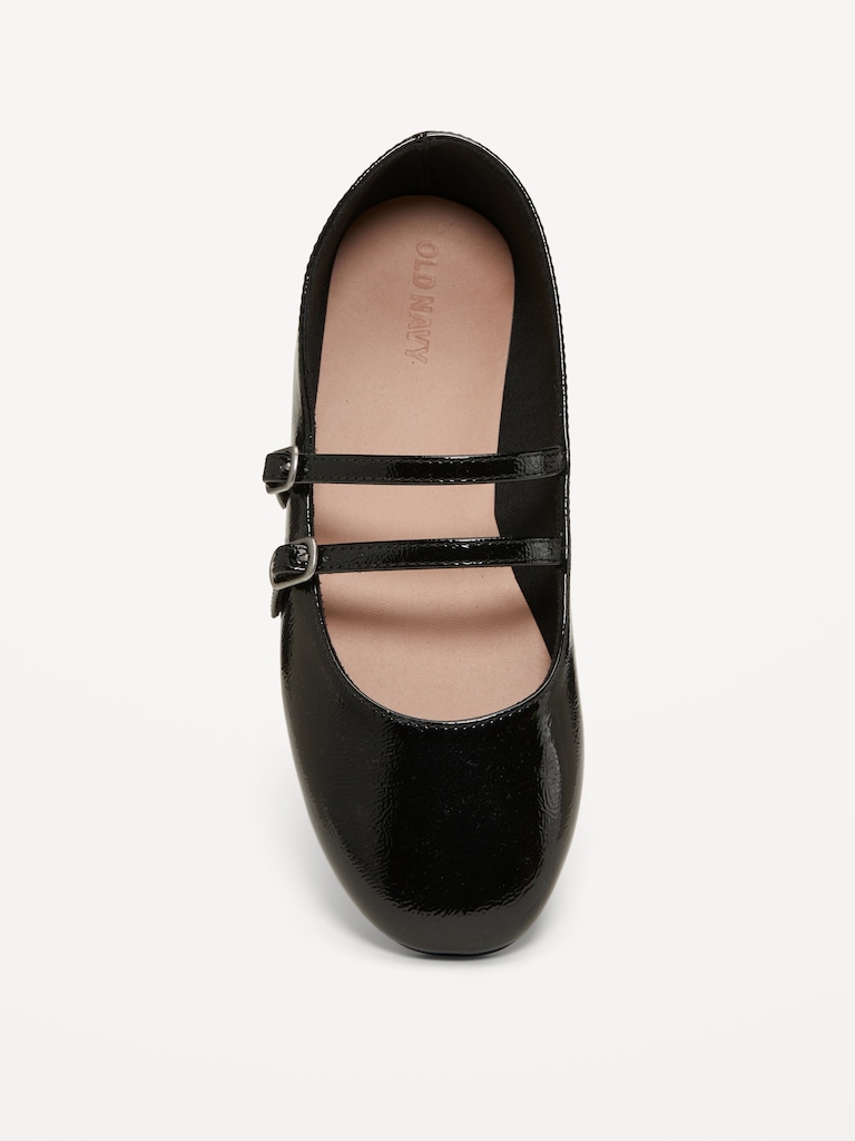 Strappy Shiny Faux-Leather Ballet Flats for Girls
