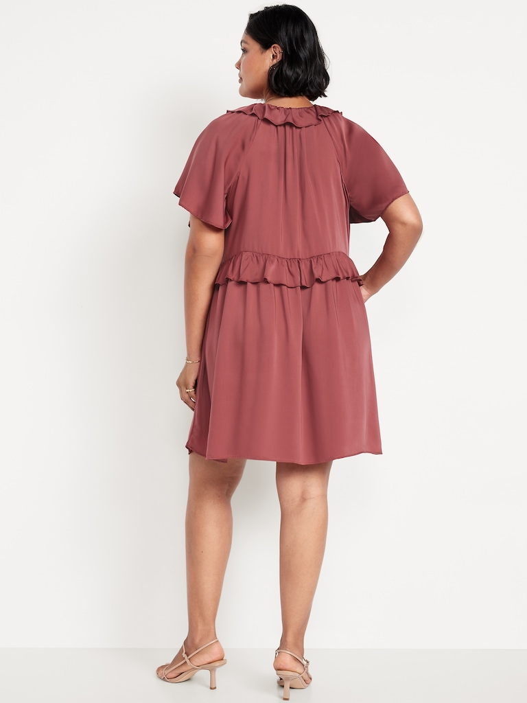 Satin Ruffle Mini Dress