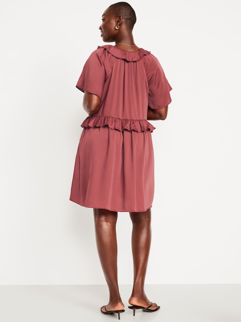 Satin Ruffle Mini Dress