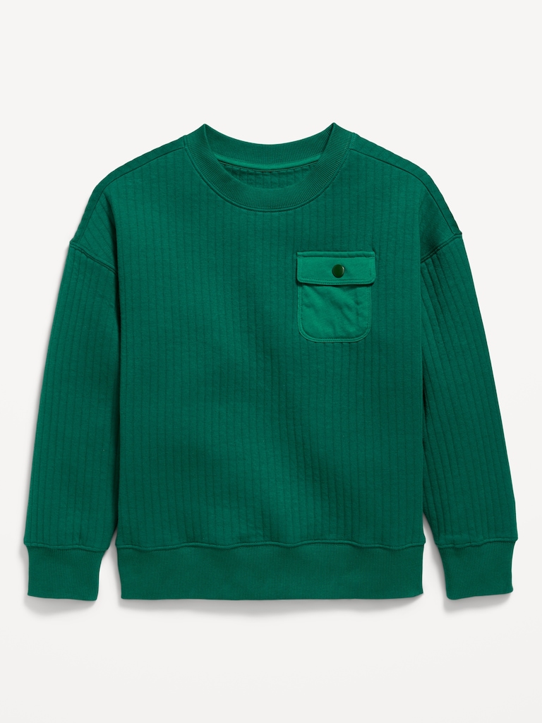 Oversized Quilted Utility Pocket Sweatshirt for Boys