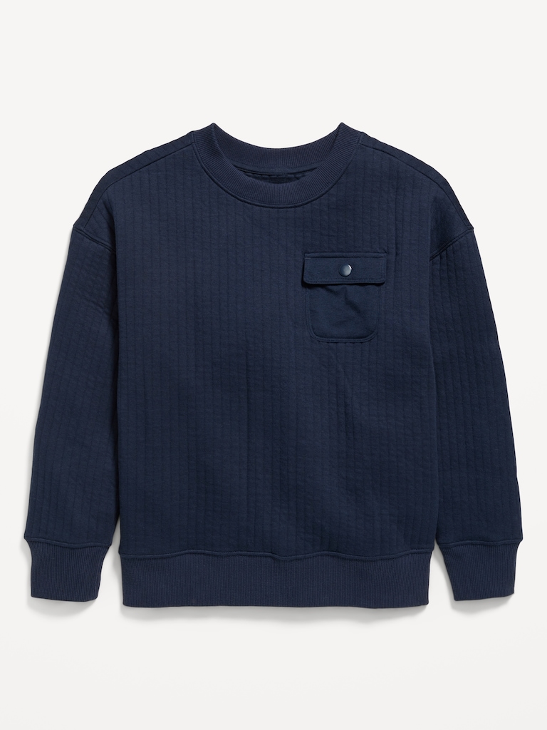 Oversized Quilted Utility Pocket Sweatshirt for Boys