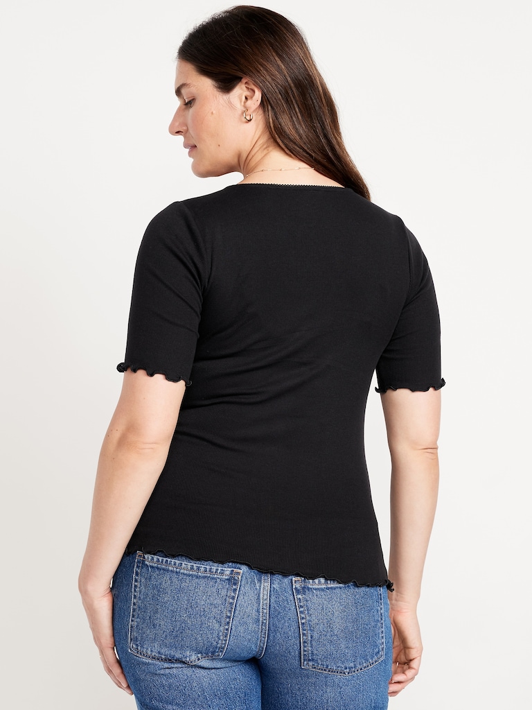 Maternity V-Neck Elbow-Sleeve Top