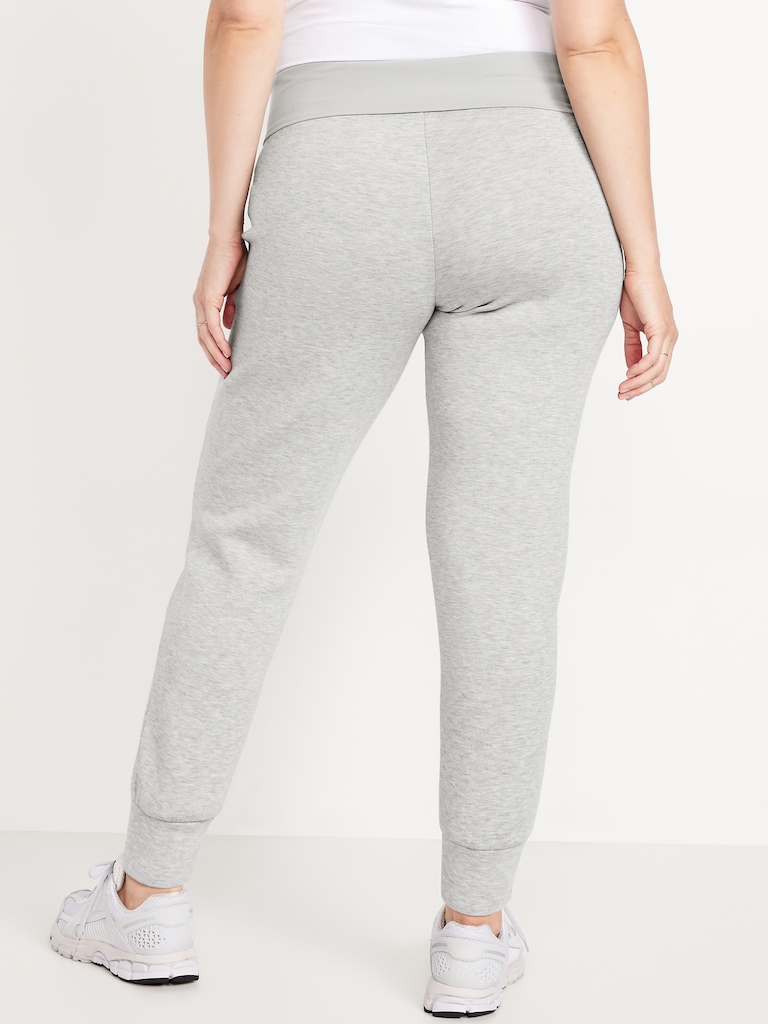 Maternity Bounce Fleece Rollover-Waist Jogger Sweatpants