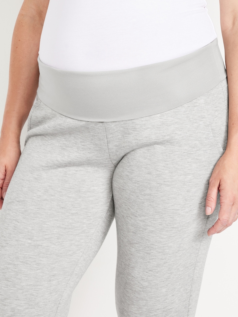 Maternity Bounce Fleece Rollover-Waist Jogger Sweatpants