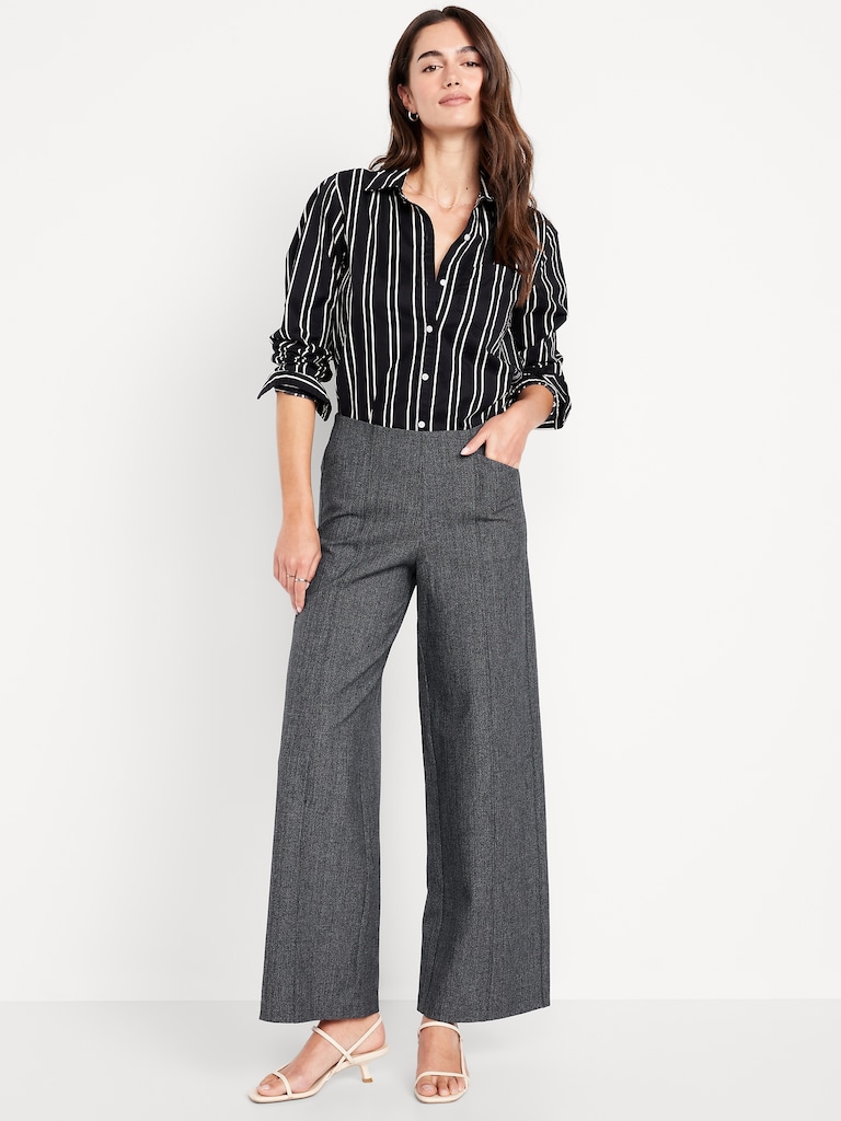 High-Waisted Pull-On Pixie Wide-Leg Pants