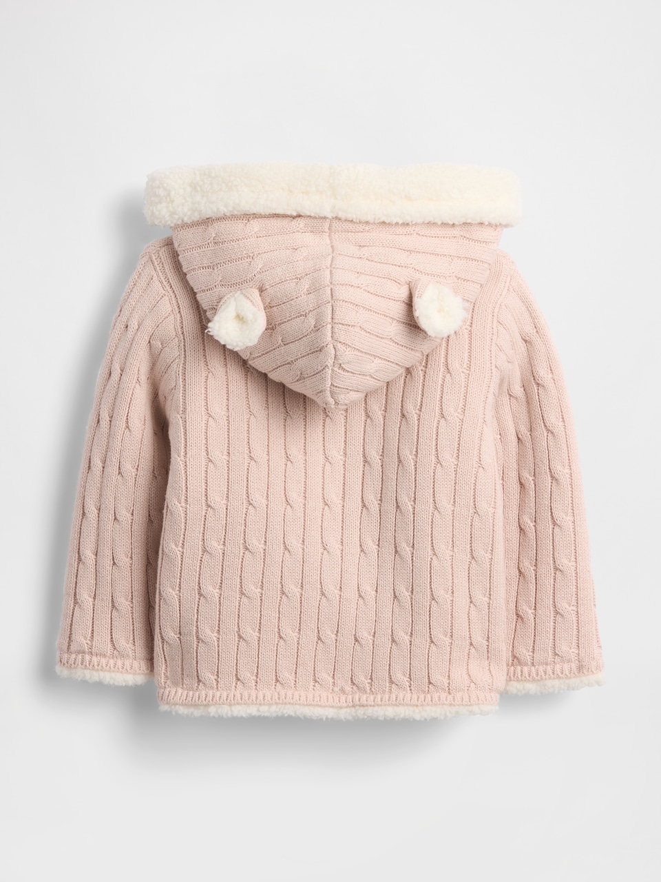 Baby Sherpa-Lined Cable-Knit Bear Cardigan