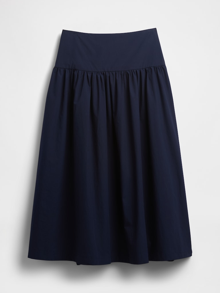 Poplin Drop-Waist Maxi Skirt