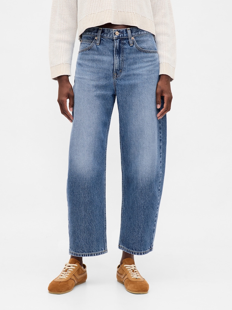 High Rise Crop Barrel Jeans
