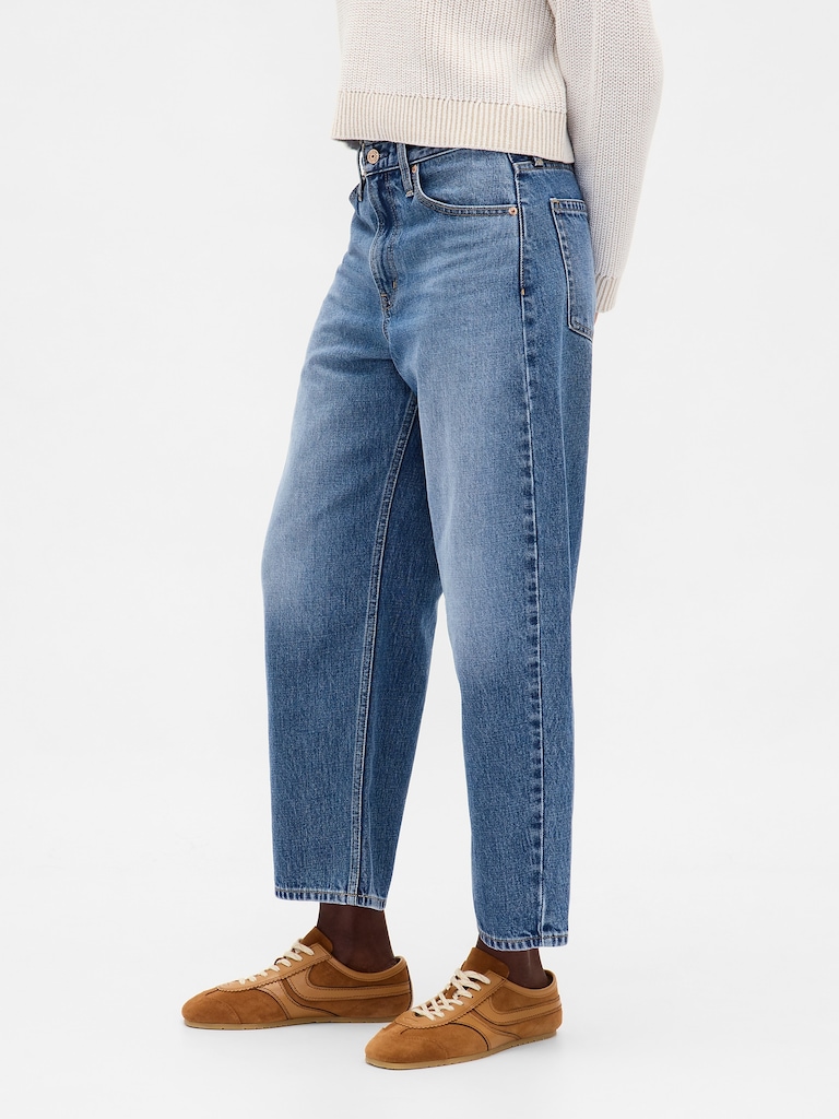 High Rise Crop Barrel Jeans