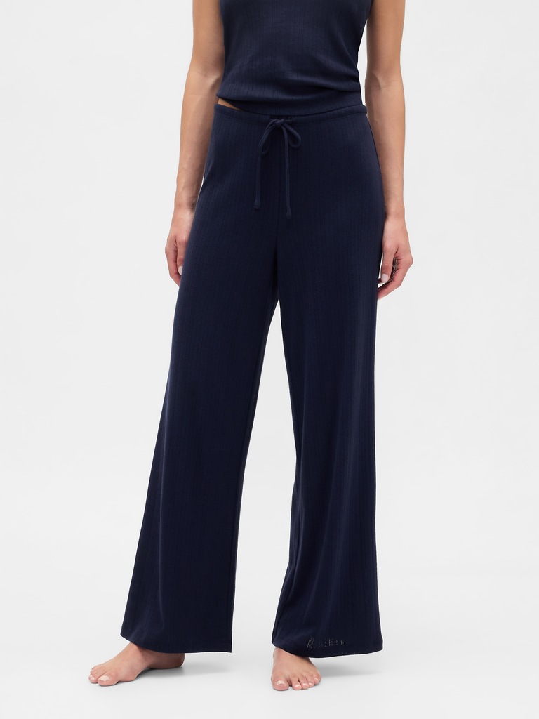 Relaxed Pointelle Wide-Leg PJ Pants