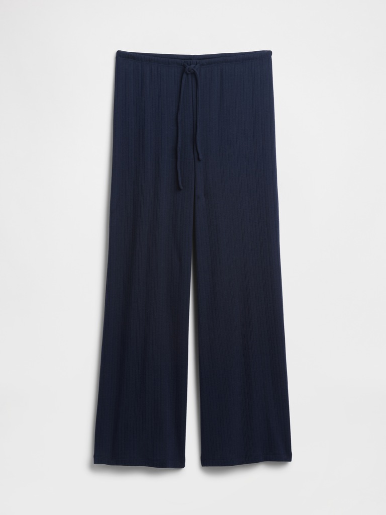 Relaxed Pointelle Wide-Leg PJ Pants