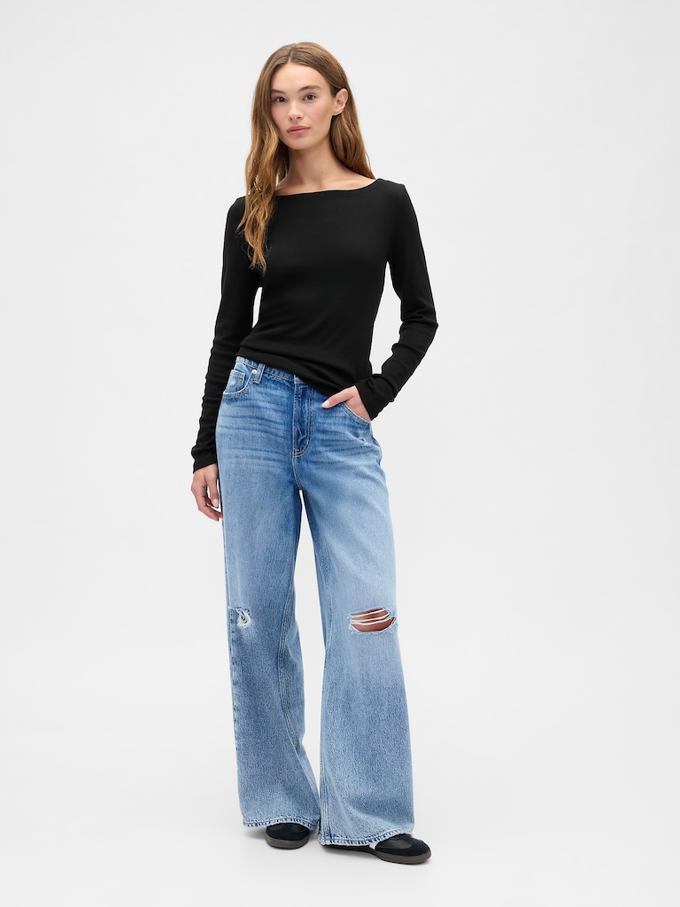 Modern Ribbed Boatneck T-Shirt