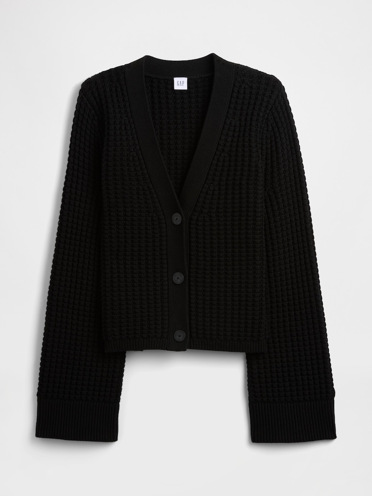 Relaxed Waffle-Knit Cardigan