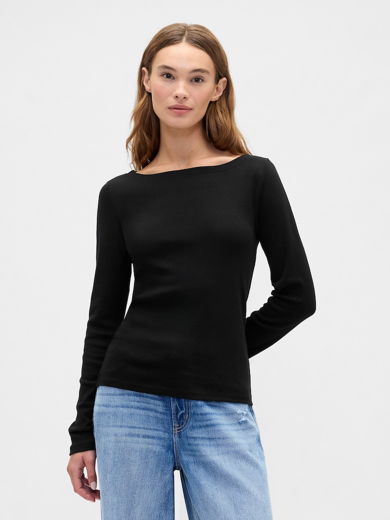 Modern Ribbed Boatneck T-Shirt