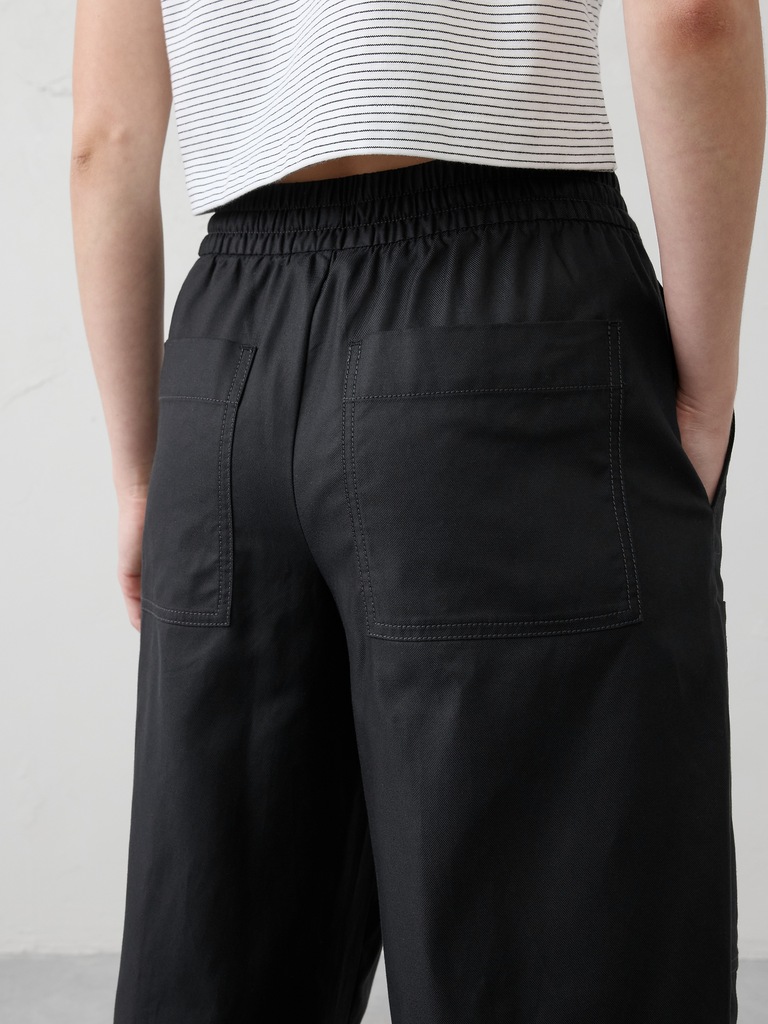 Wide-Leg Mid-Rise Cargo Pull-On Pant