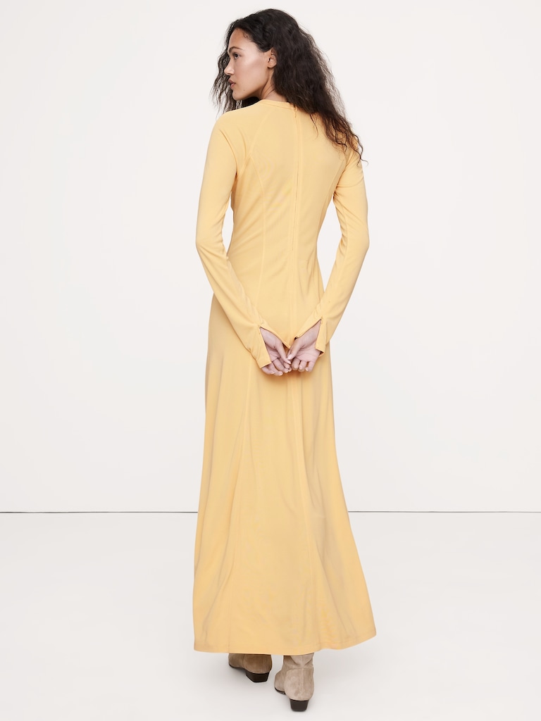 Paneled Knit Maxi Dress