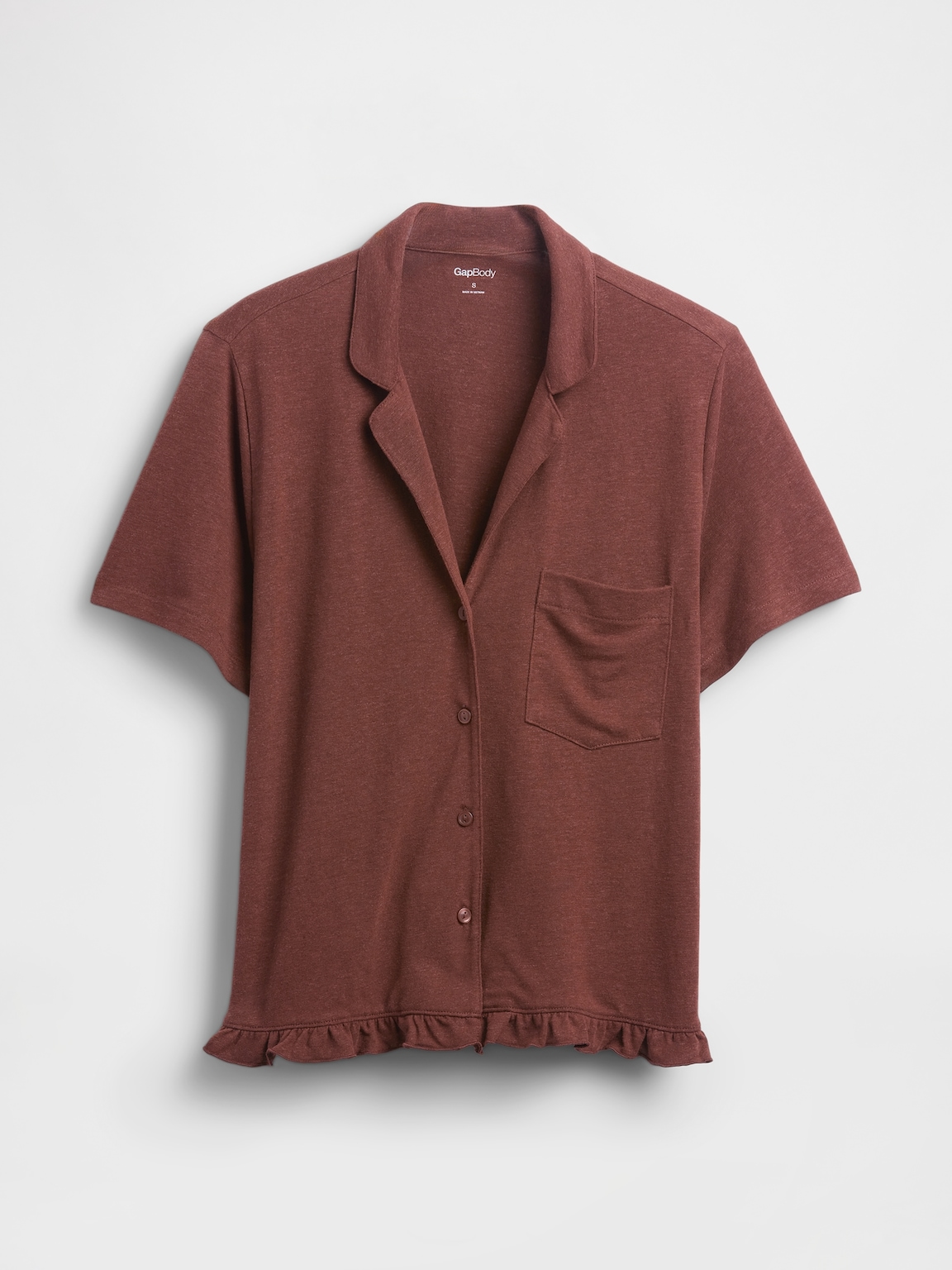 Linen-Blend Ruffle PJ Shirt