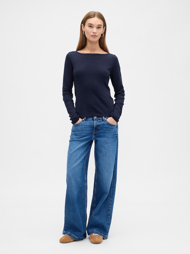 Modern Ribbed Boatneck T-Shirt