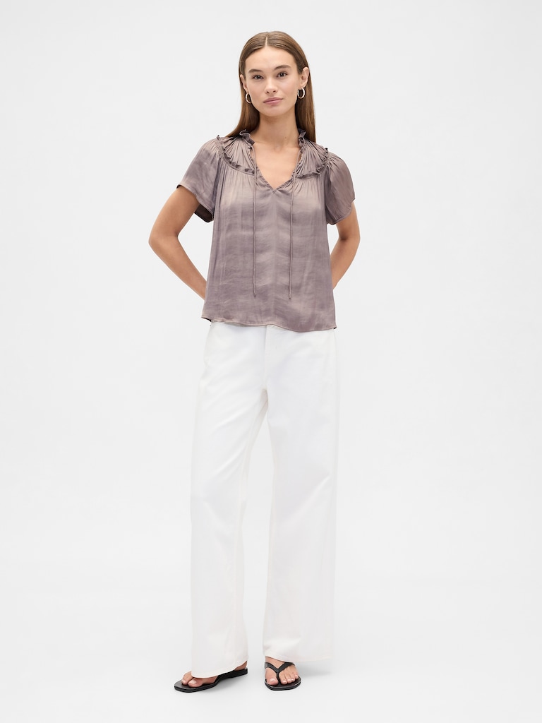 100% Recycled Relaxed Splitneck Top