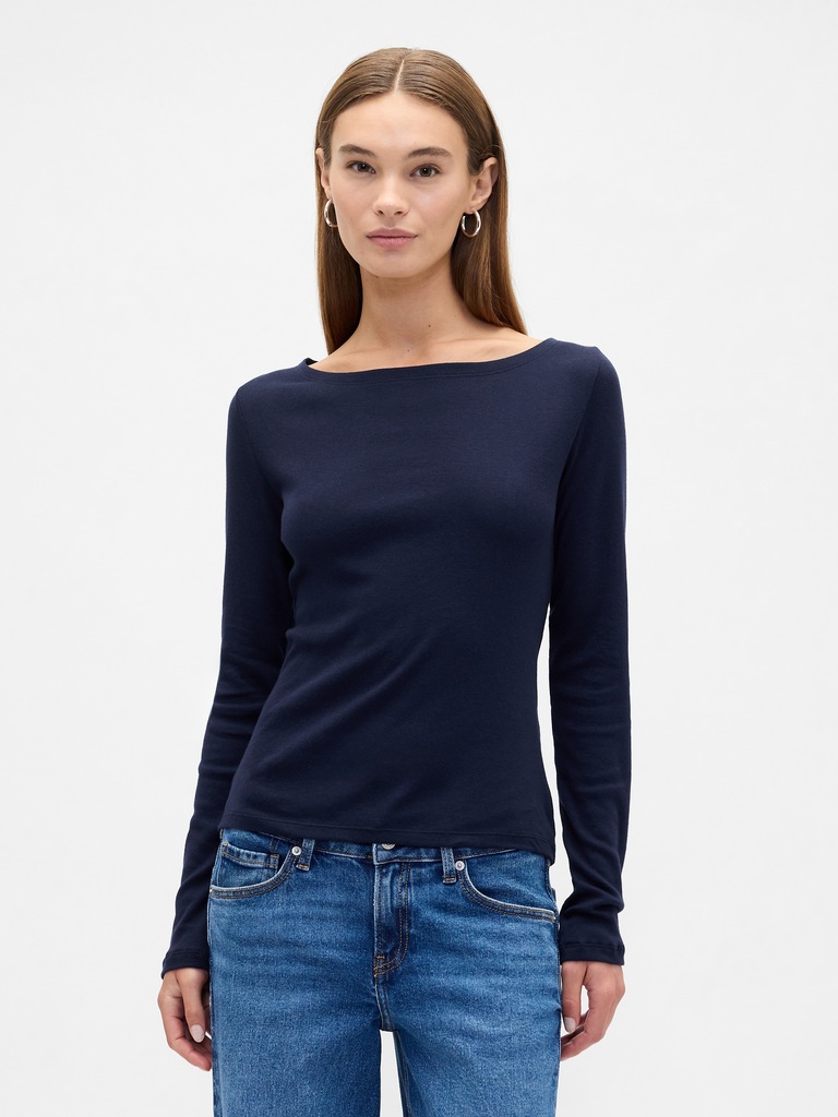 Modern Ribbed Boatneck T-Shirt