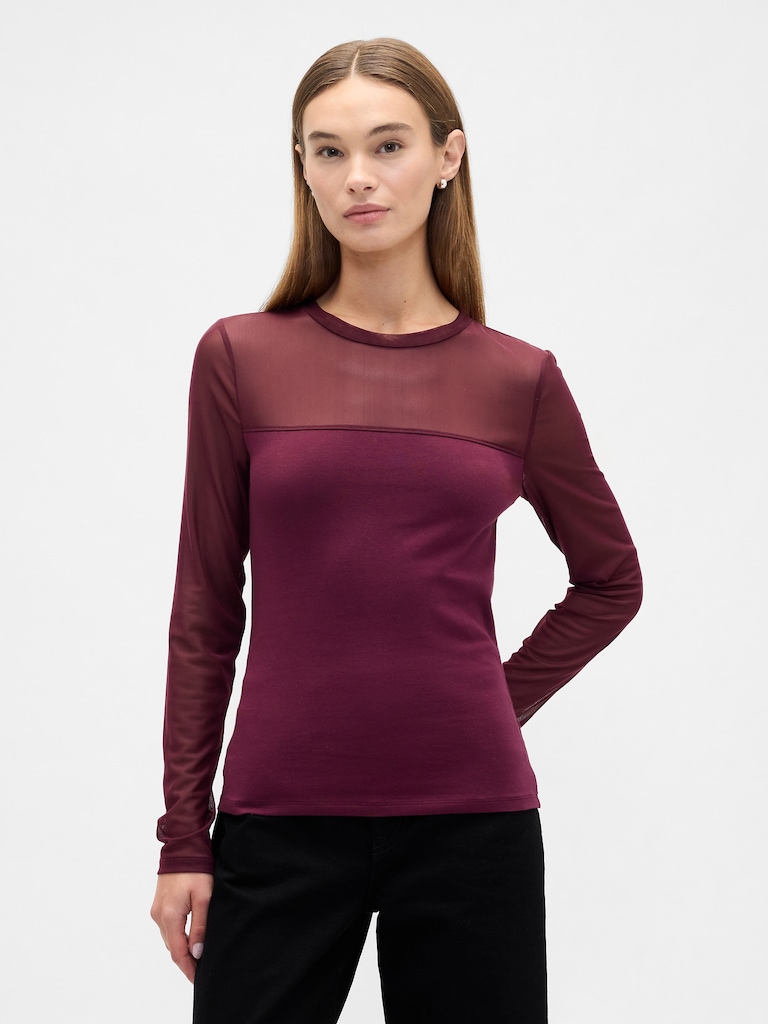 Stretch Jersey Mesh Top