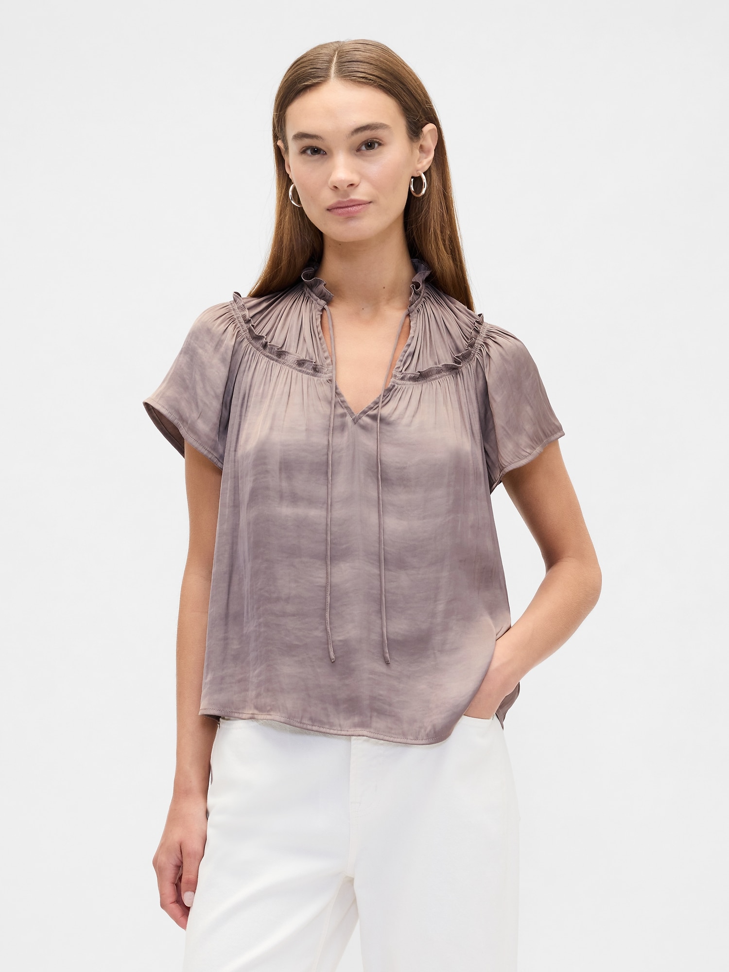 100% Recycled Relaxed Splitneck Top | Gap Factory