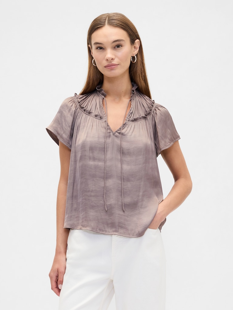 100% Recycled Relaxed Splitneck Top