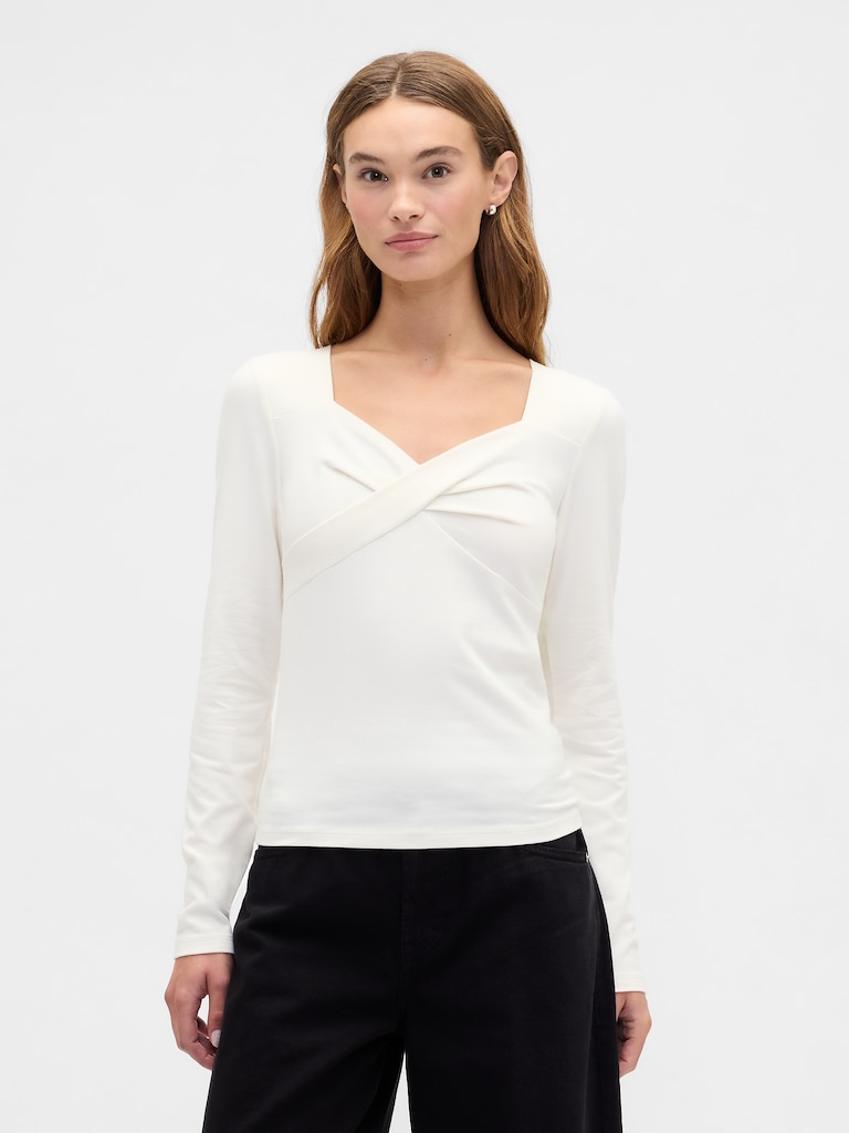 Twist-Front Sweetheart Top