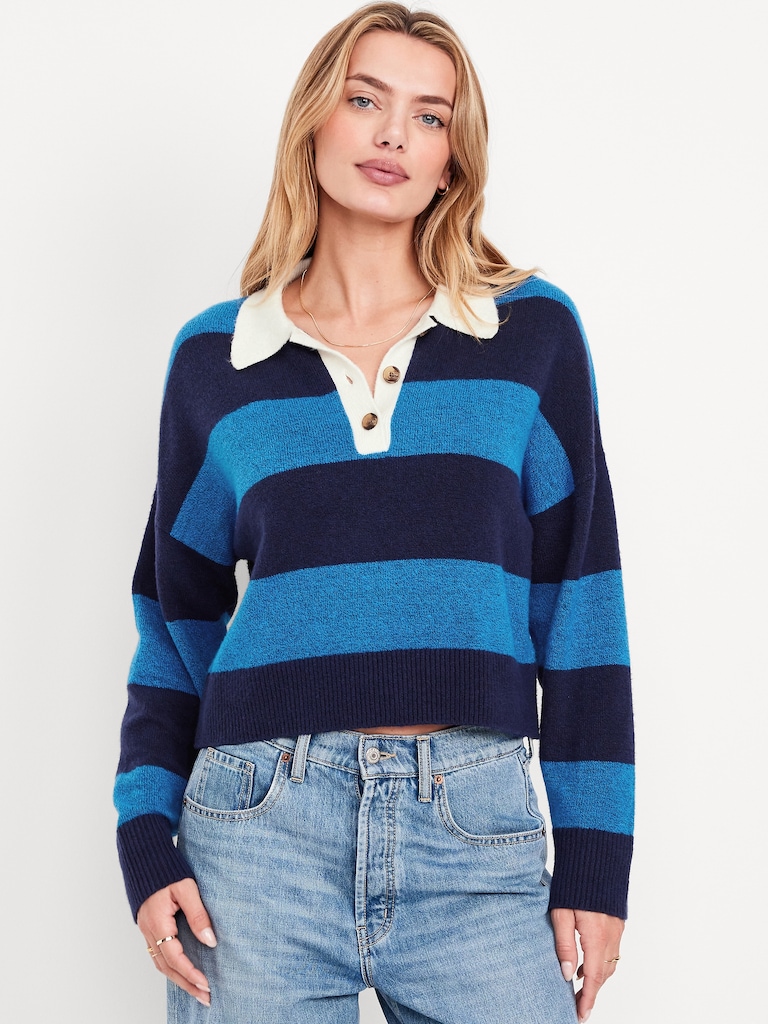 SoSoft Crop Polo Sweater