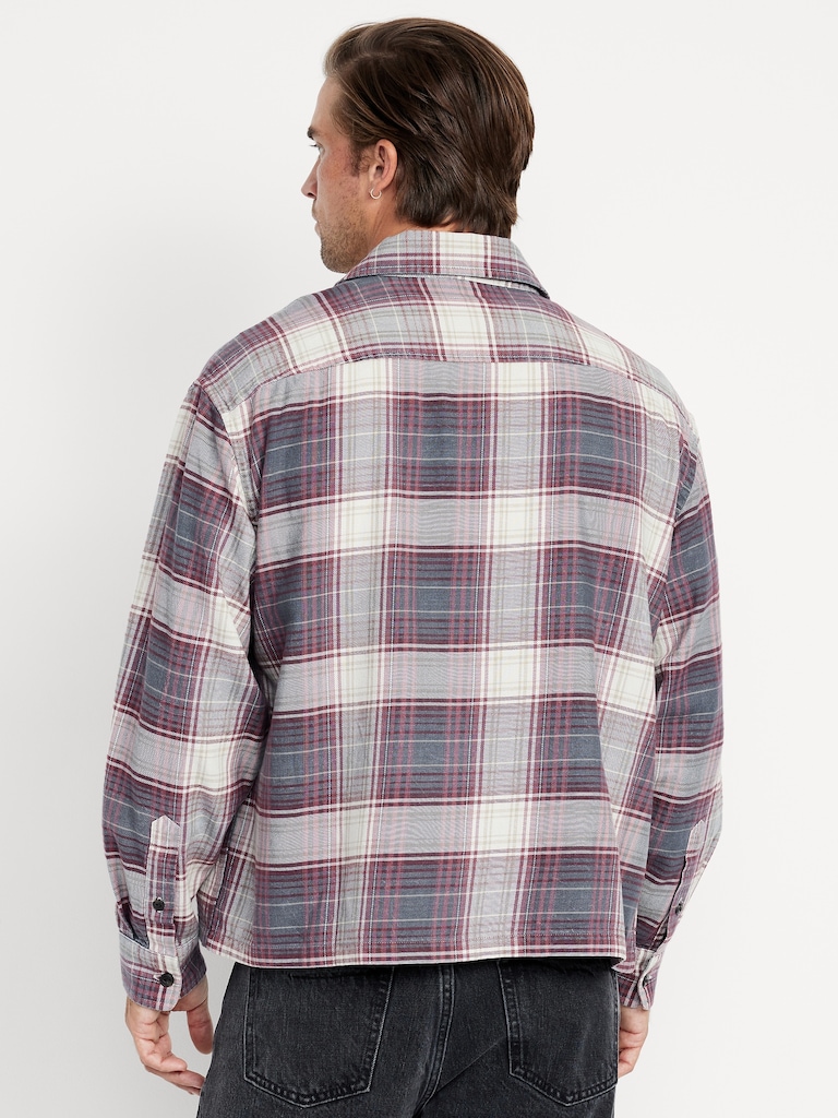 Cropped Plaid Flannel Shirt