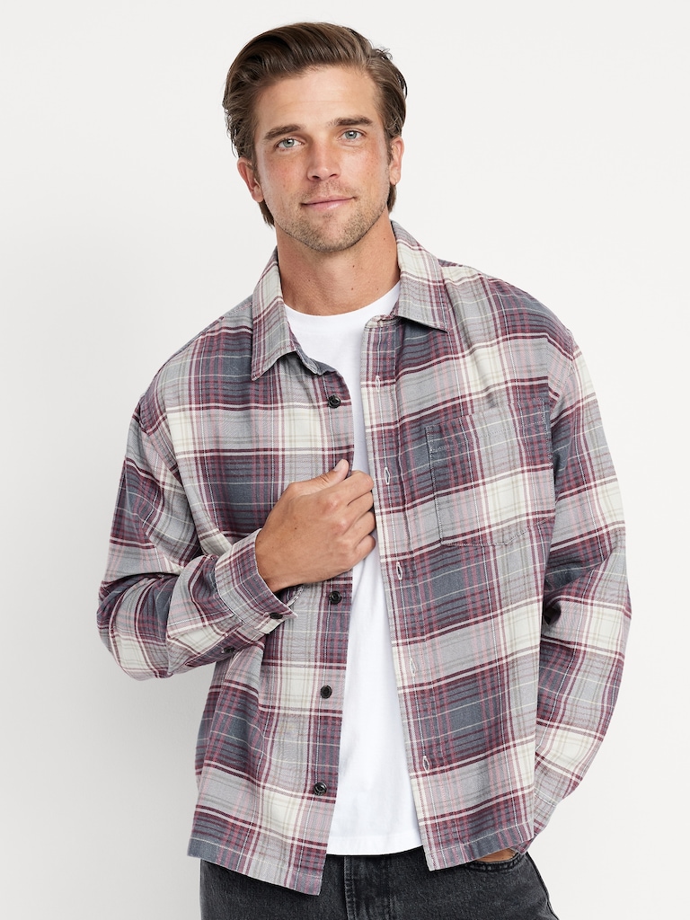 Cropped Plaid Flannel Shirt