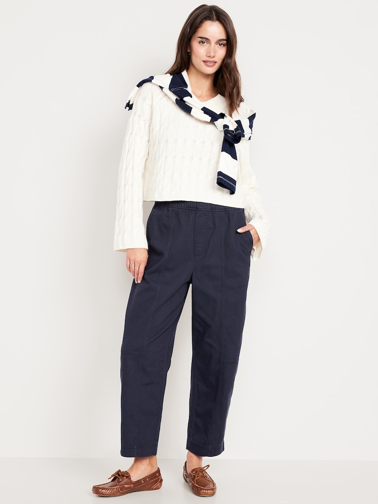 High-Waisted Barrel Ankle Pants