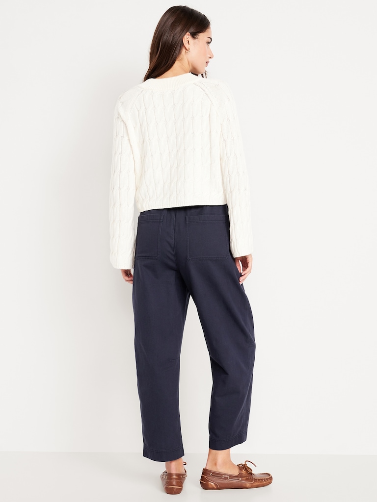High-Waisted Barrel Ankle Pants