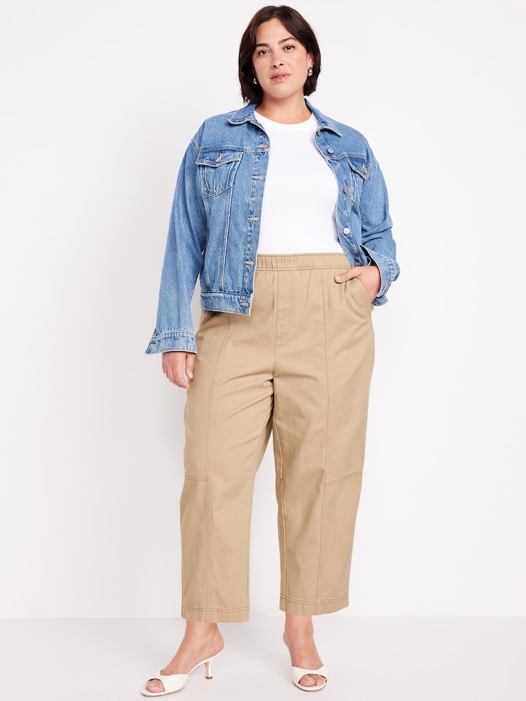 High-Waisted Barrel Ankle Pants