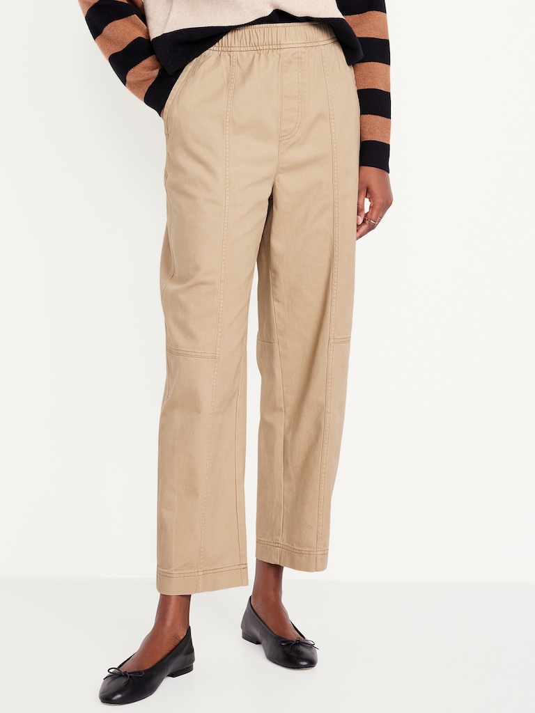 High-Waisted Barrel Ankle Pants