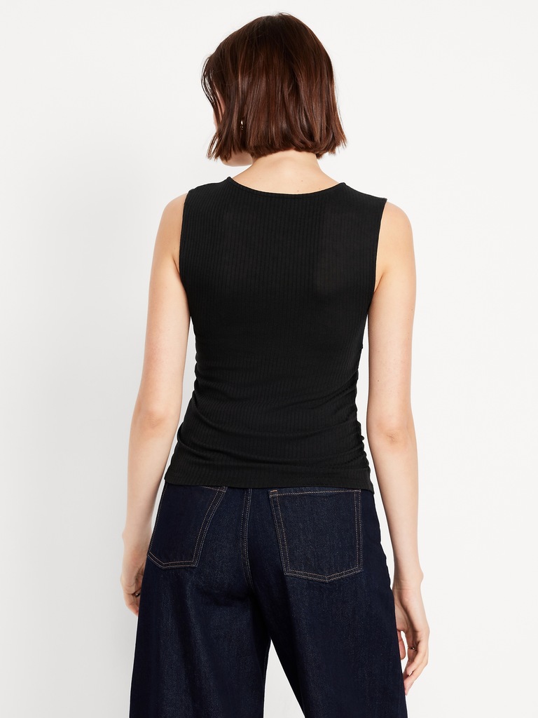 High-Neck Shirred Cropped Top