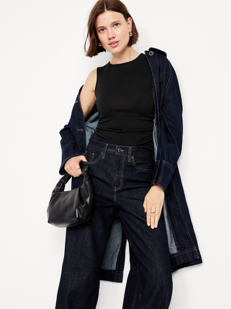 High-Neck Shirred Cropped Top