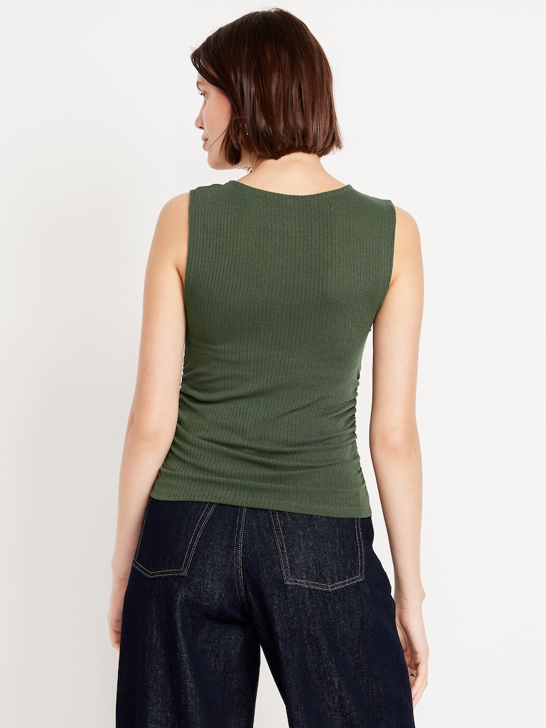 High-Neck Shirred Cropped Top