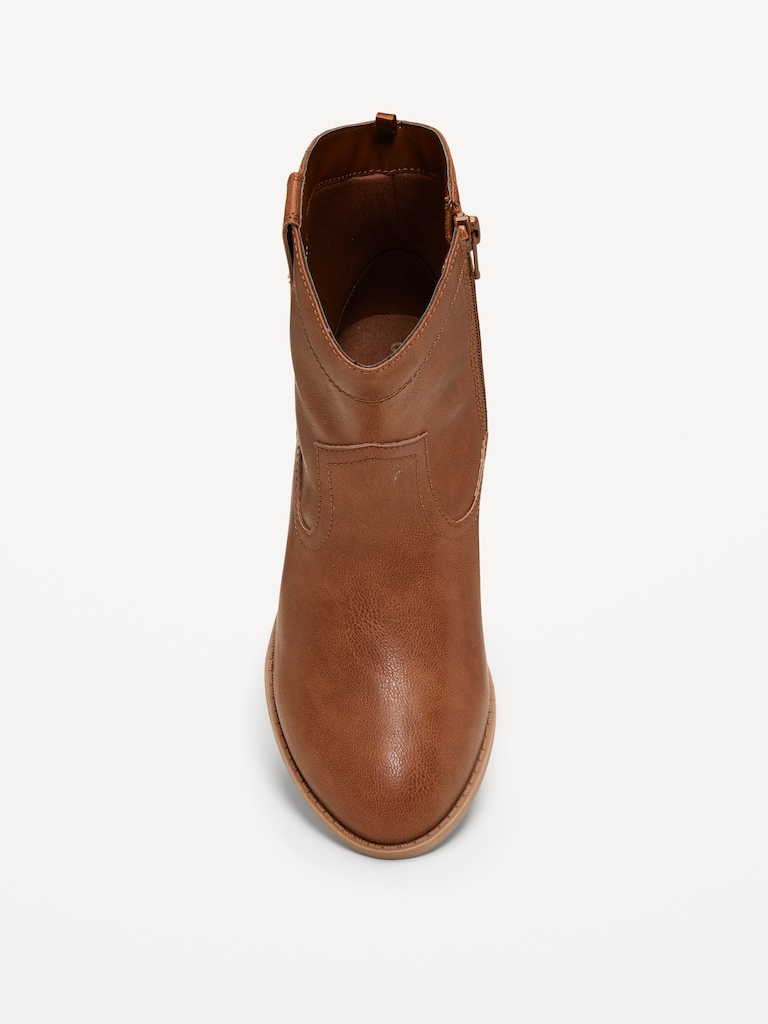 Faux-Suede Side-Zip Western Booties for Girls