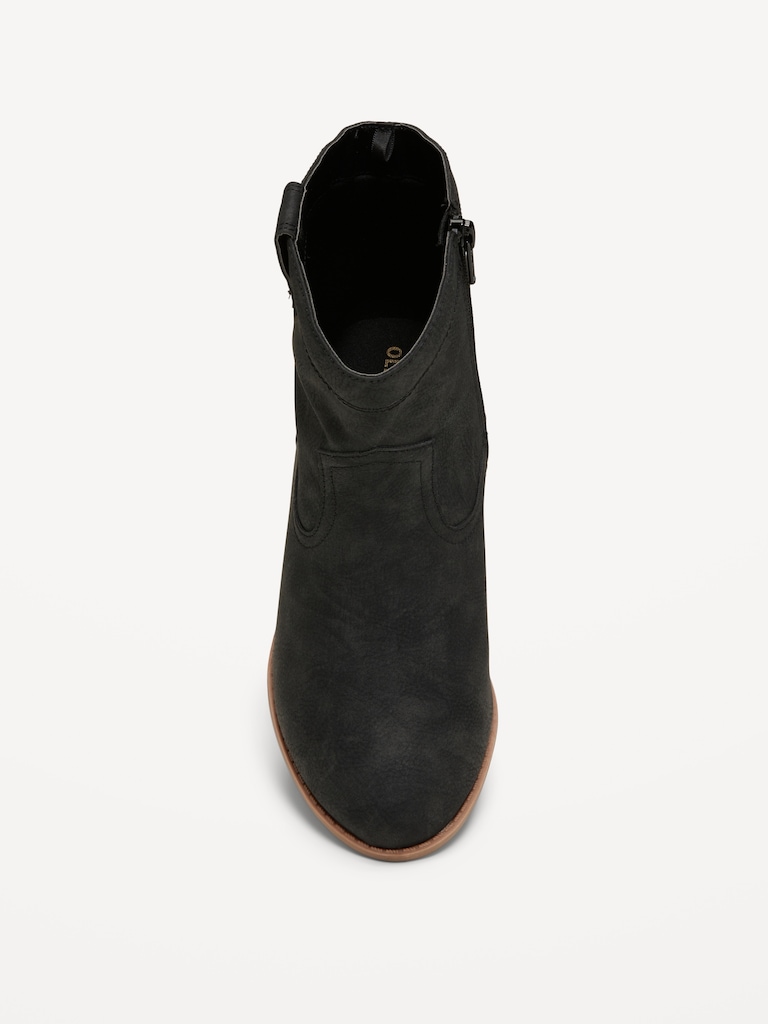 Faux-Suede Side-Zip Western Booties for Girls