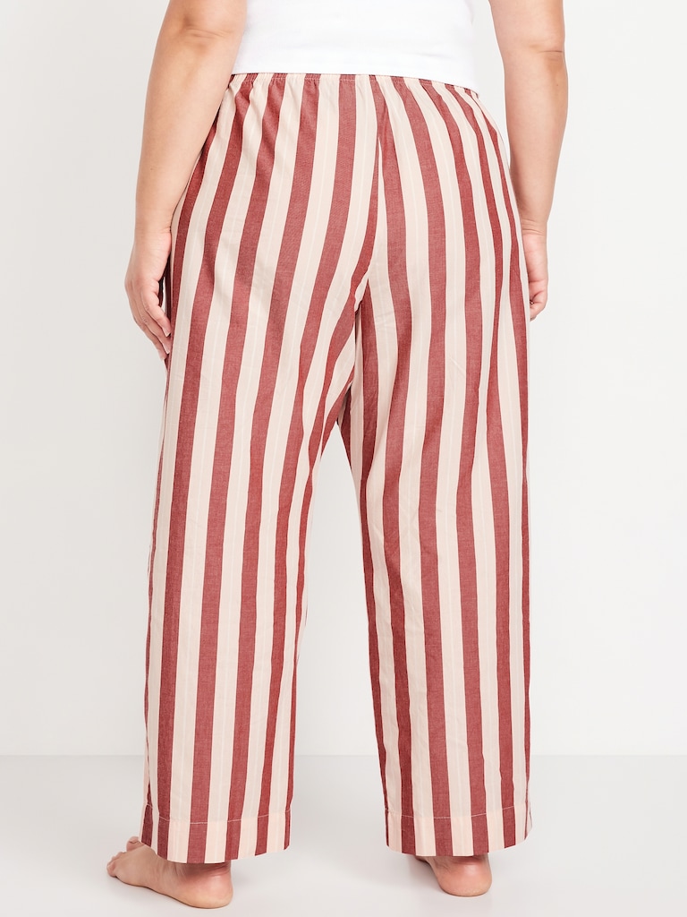 Pantalon de pyjama à taille haute en popeline