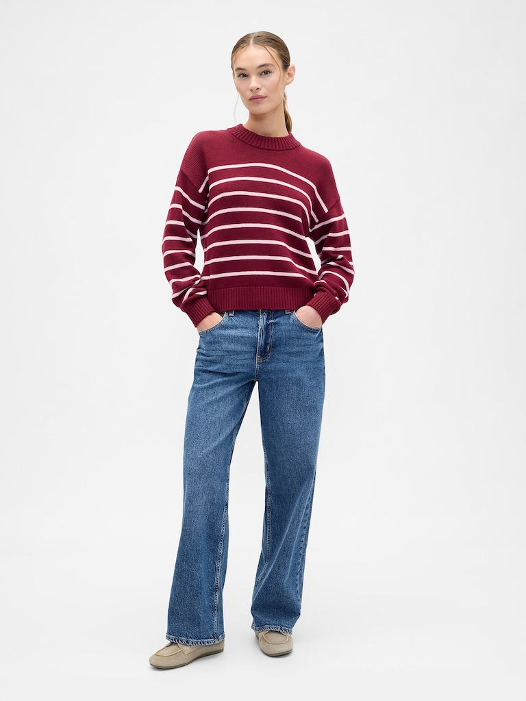 Relaxed Stripe Cropped Sweater