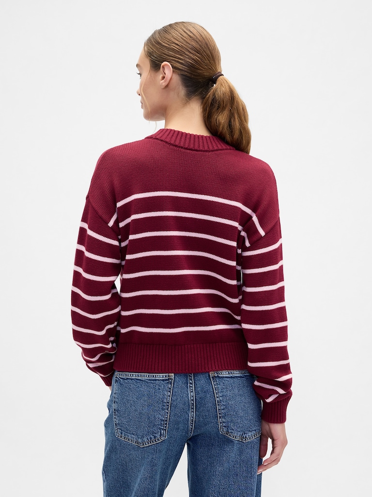 Relaxed Stripe Cropped Sweater