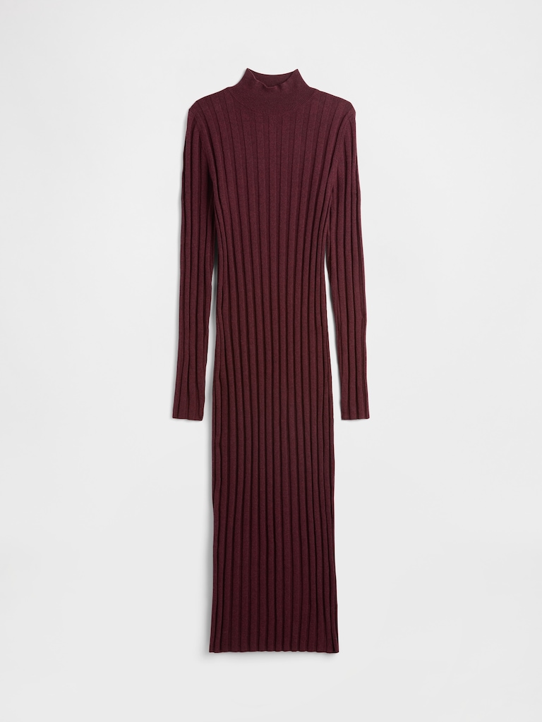 CashSoft Ribbed Mockneck Midi Dress